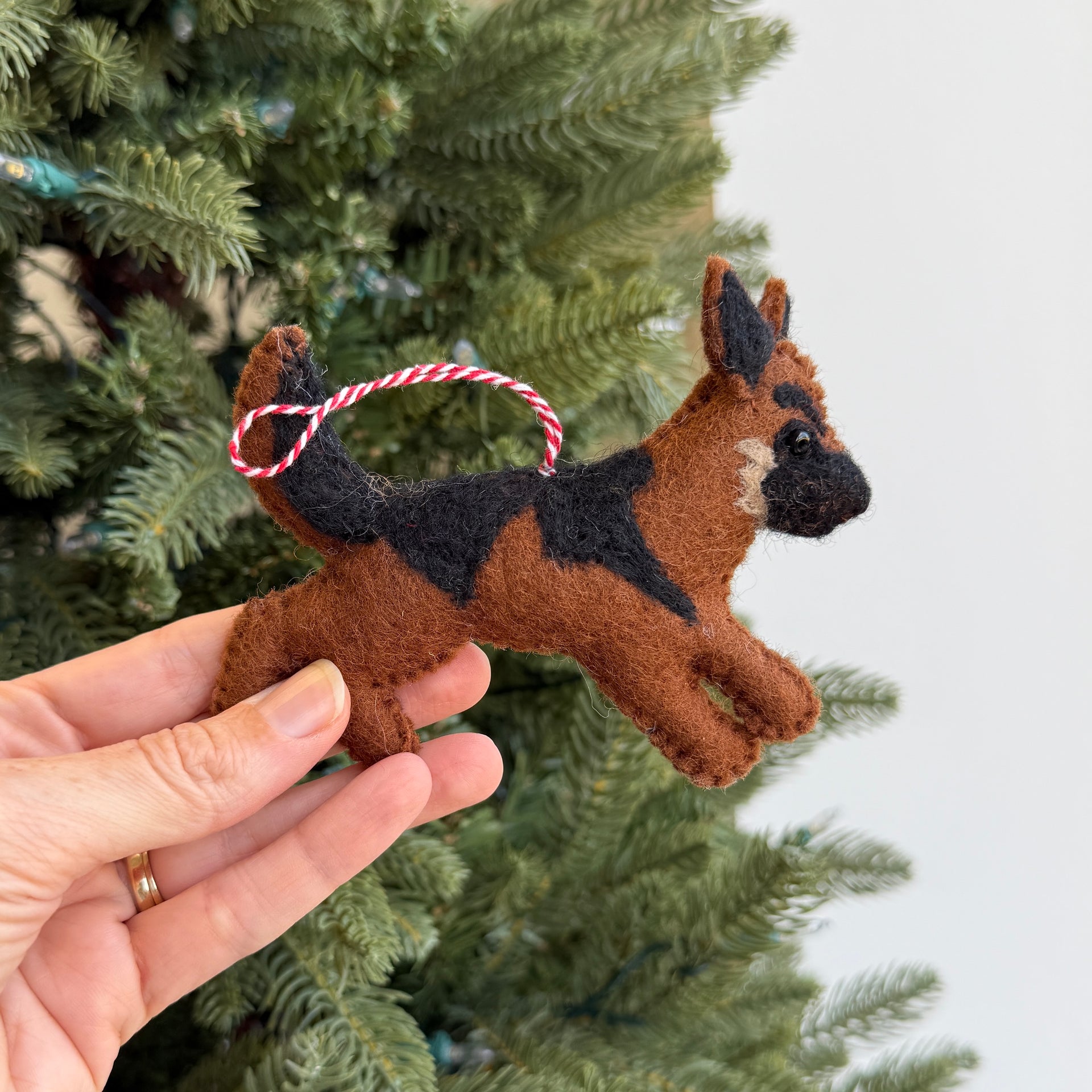 German Shepherd Dog Ornament, Felt Wool