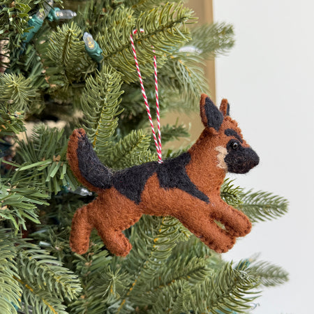 German Shepherd Dog Ornament, Felt Wool