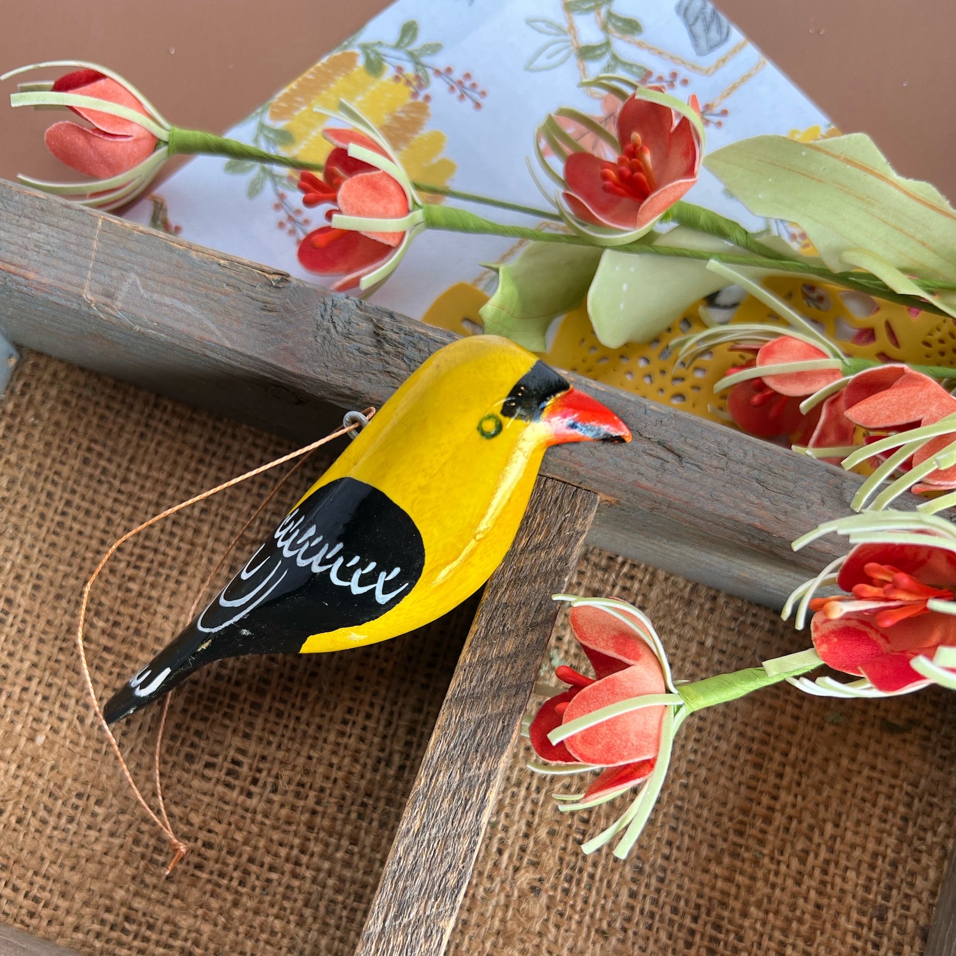 Goldfinch Wood Bird Ornament