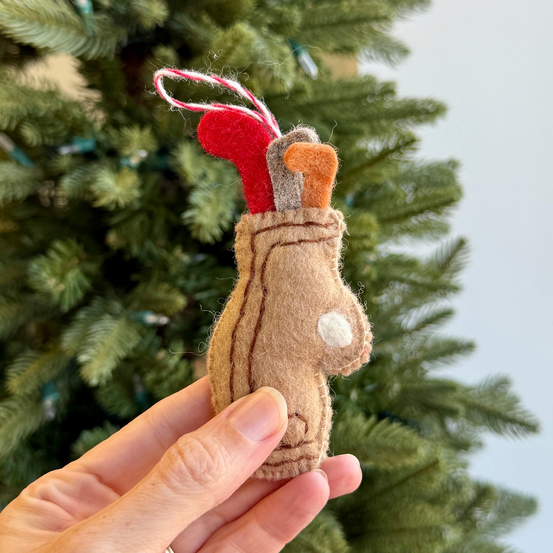Golf Bag Ornament, Felt Wool