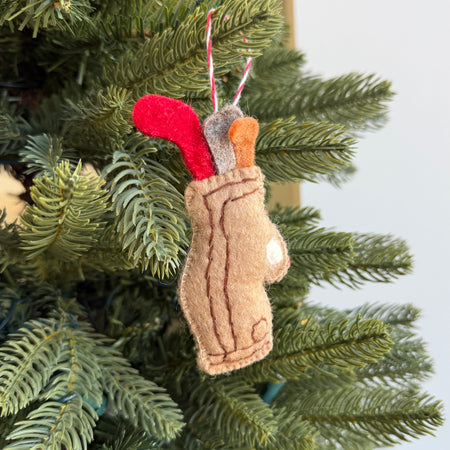 Golf Bag Ornament, Felt Wool
