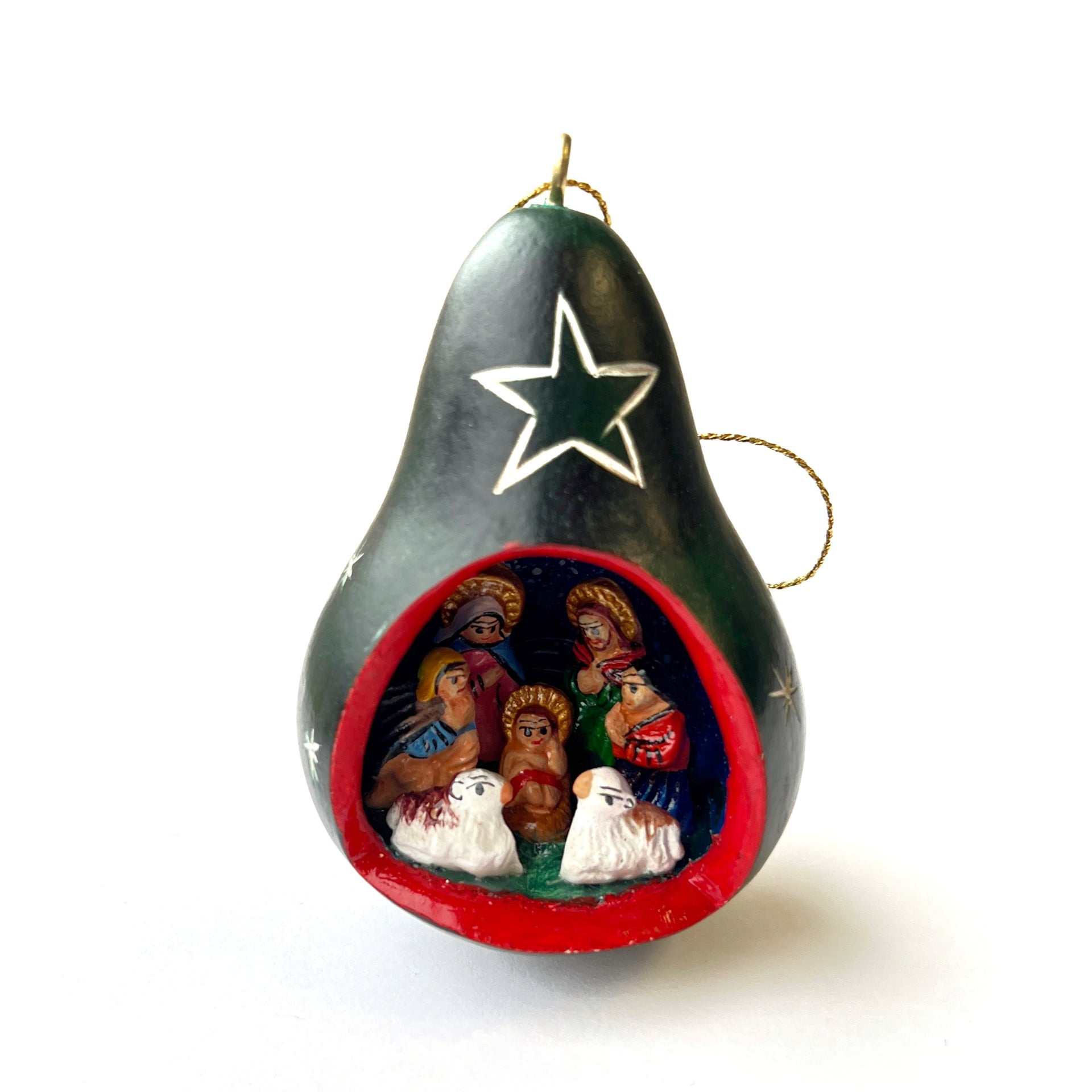 Gourd Nativity Ornament