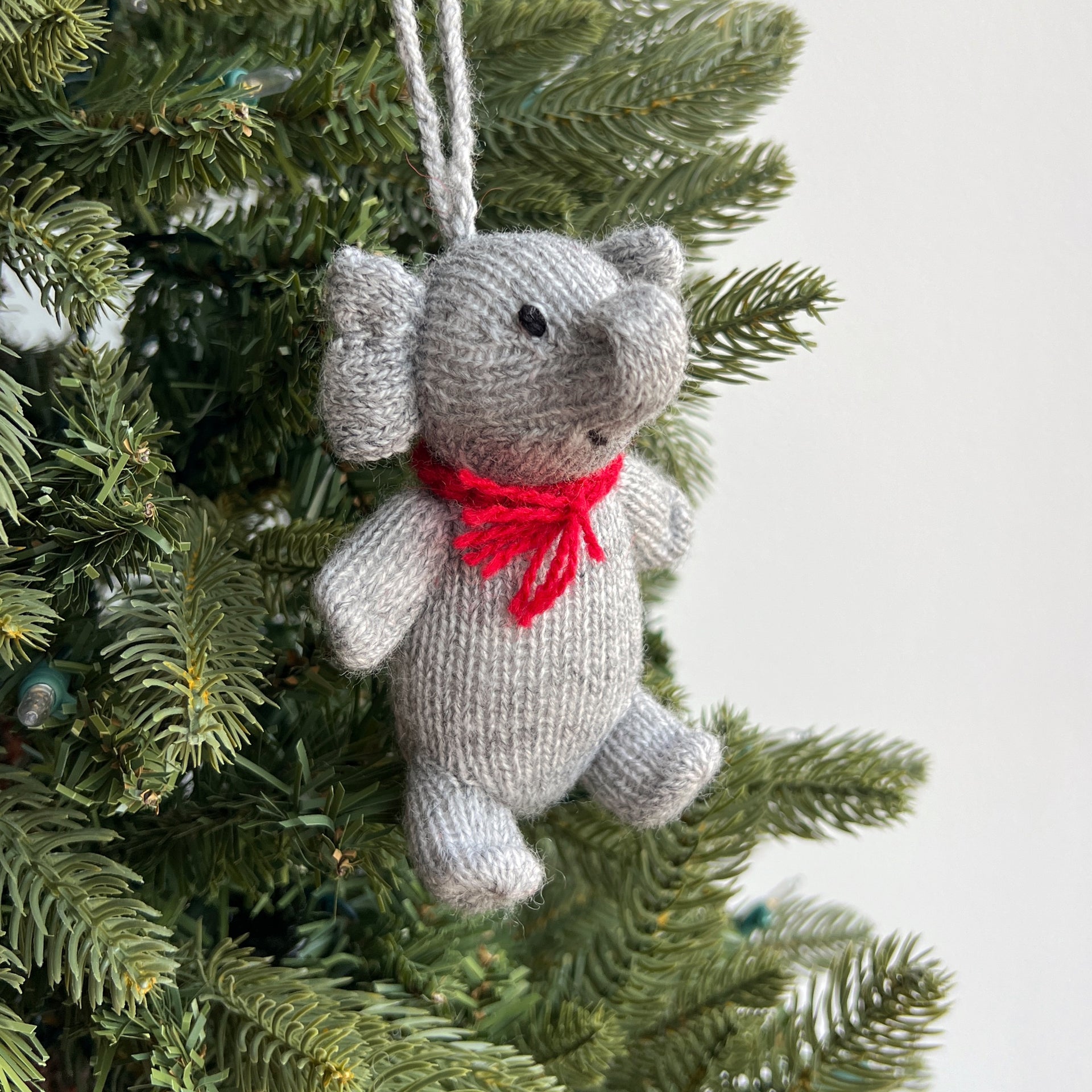 Elephant Ornament, Knit Wool