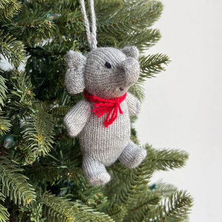 Elephant Ornament, Knit Wool