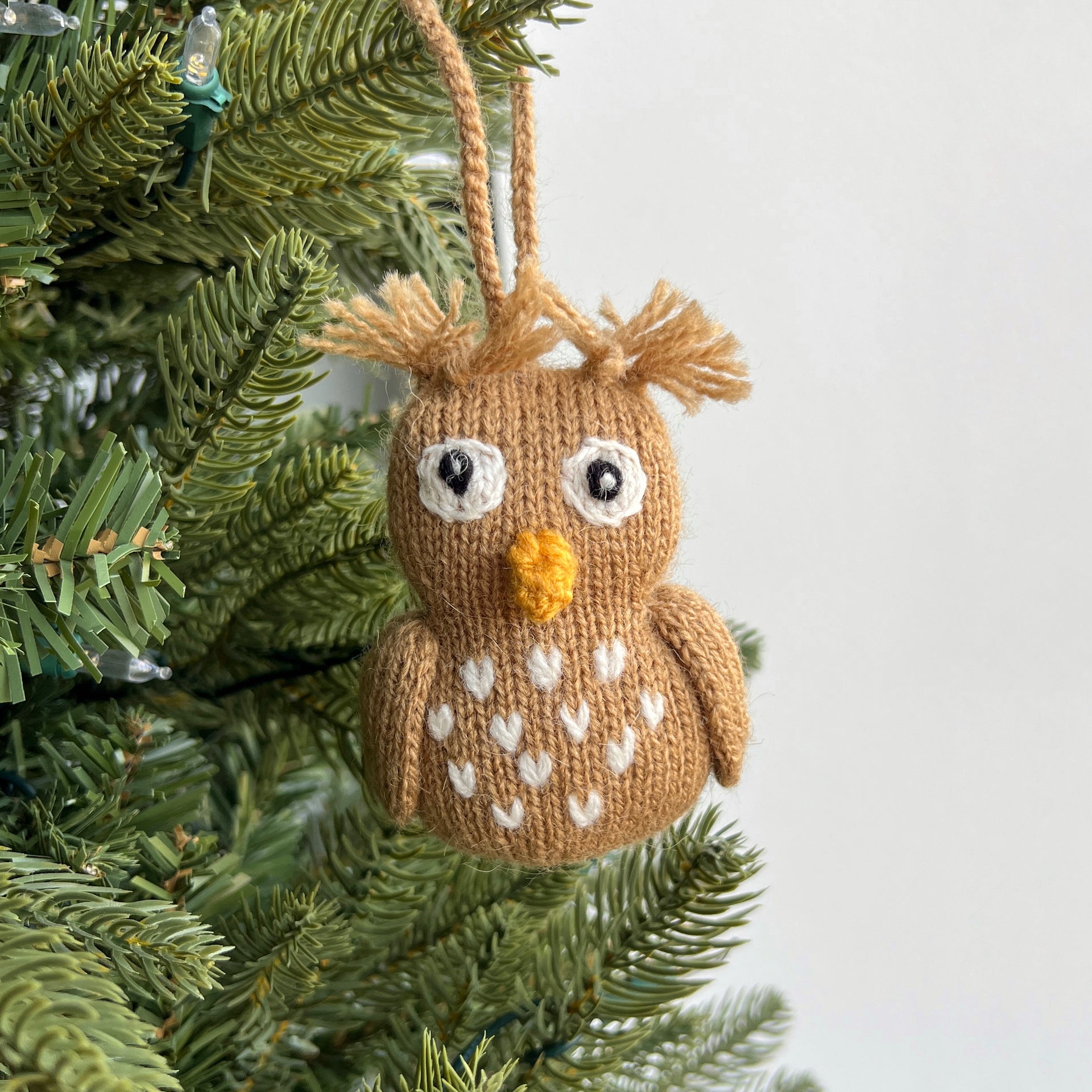 Owl Ornament, Knit Wool