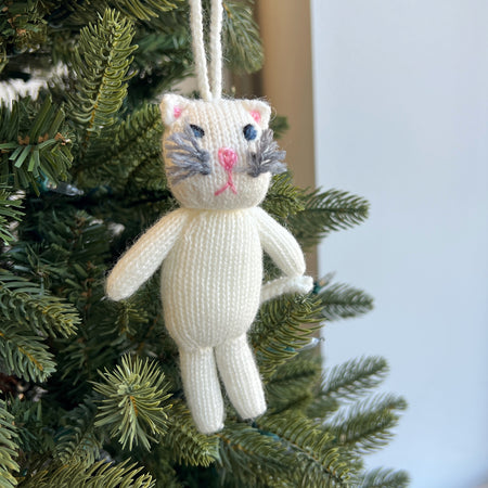 Cat Ornament, Knit Wool