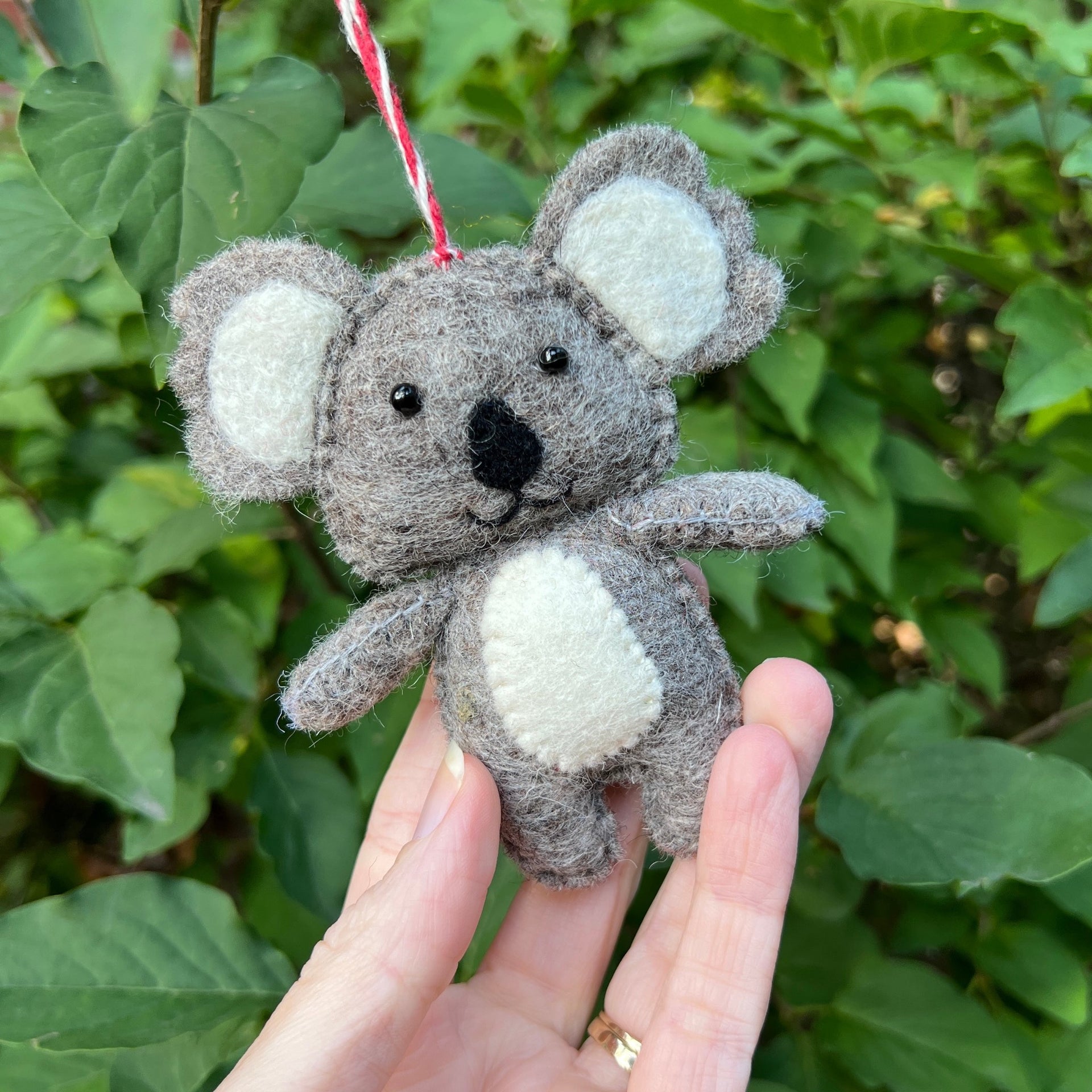 holding a koala ornament