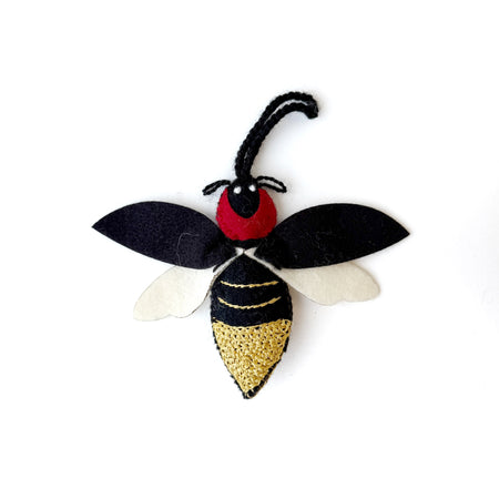 Lightning Bug Ornament, Embroidered Wool