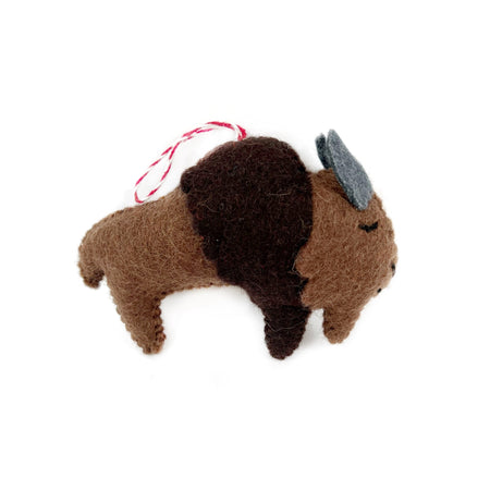 Felt bison buffalo Christmas ornament