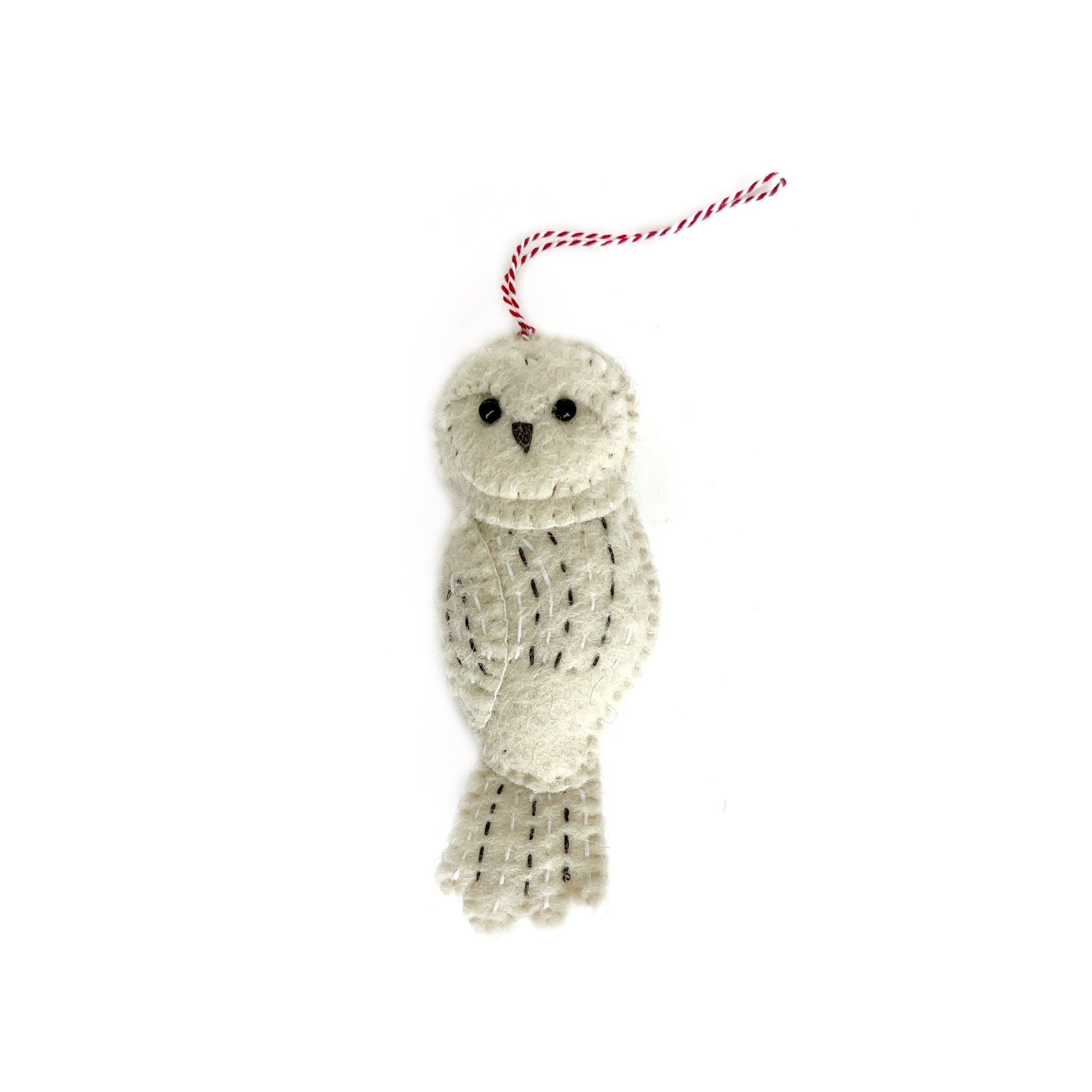 Snowy Owl Ornament, Felt Wool