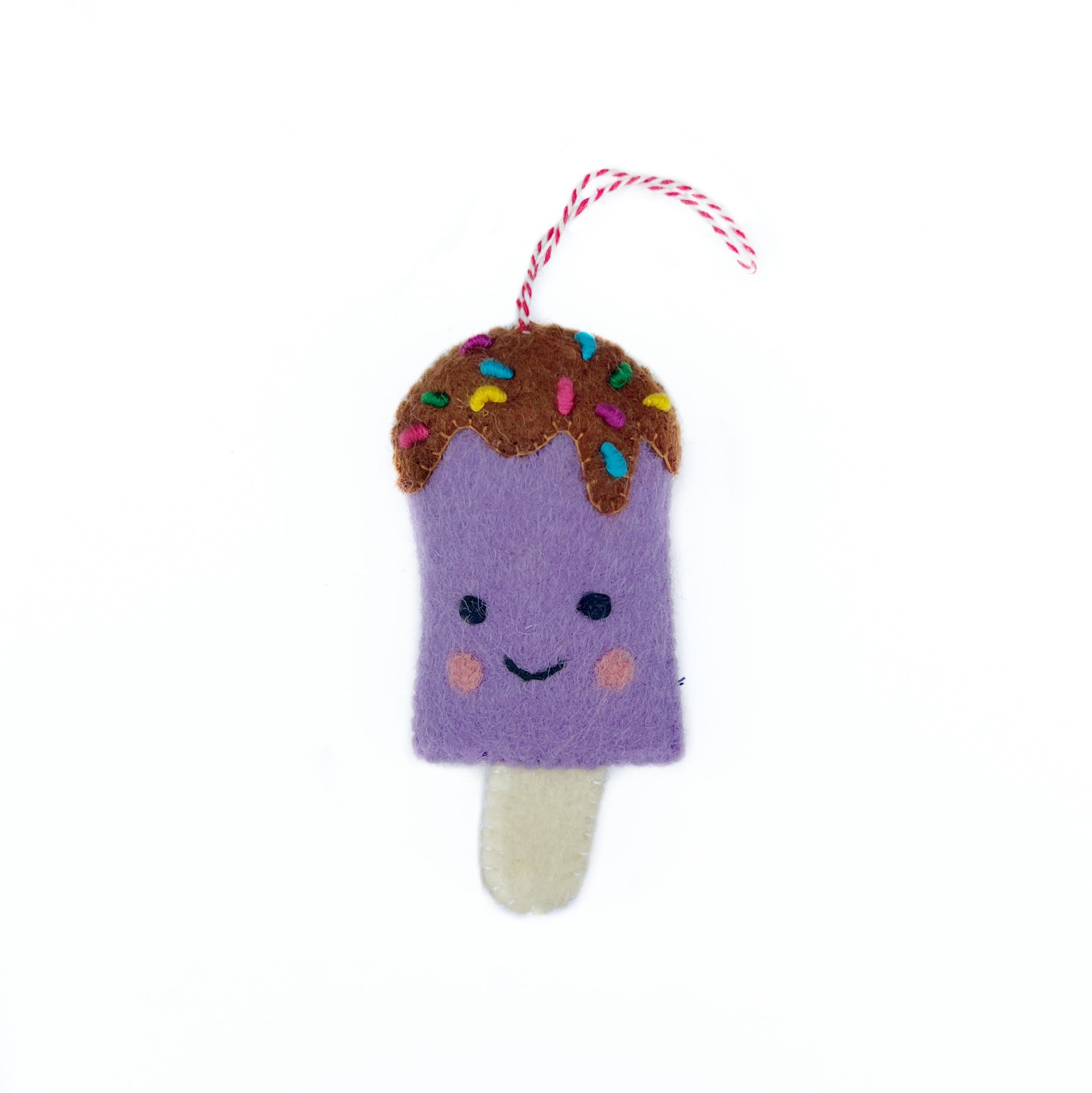 Smiling Popsicle Ornament, Felt Wool