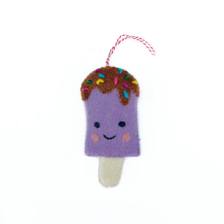 Smiling Popsicle Ornament, Felt Wool