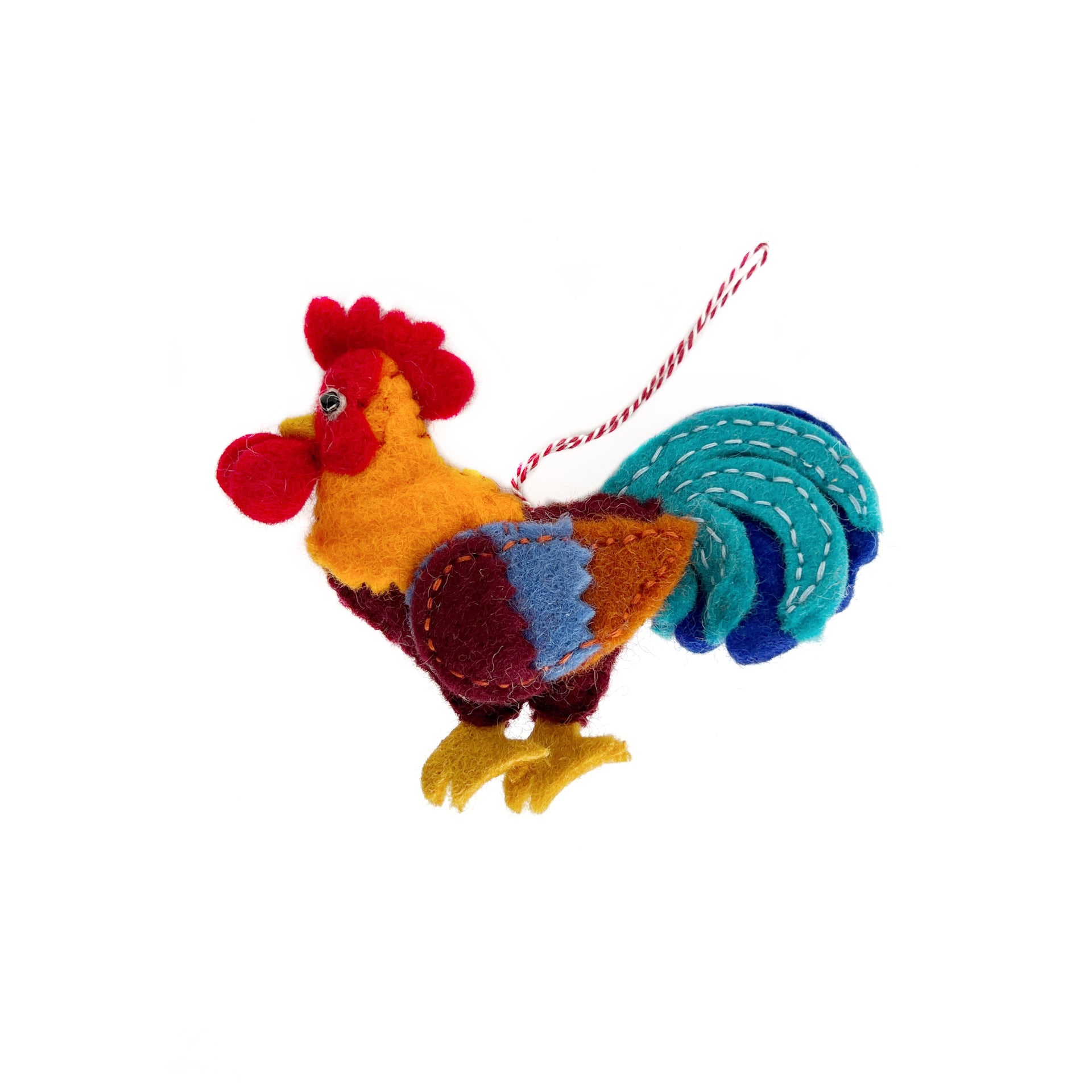 Junglefowl Rooster Ornament, Felt Wool