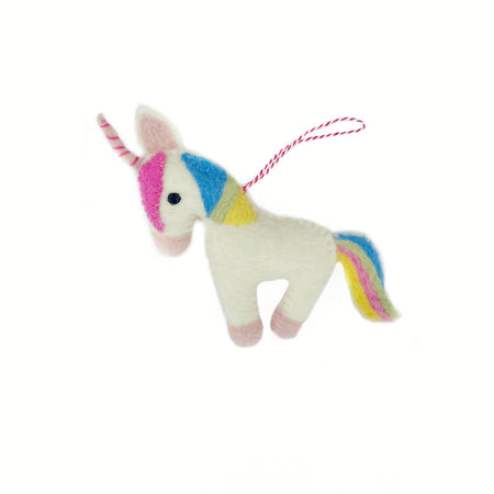 Pastel Unicorn Ornament, Felt Wool