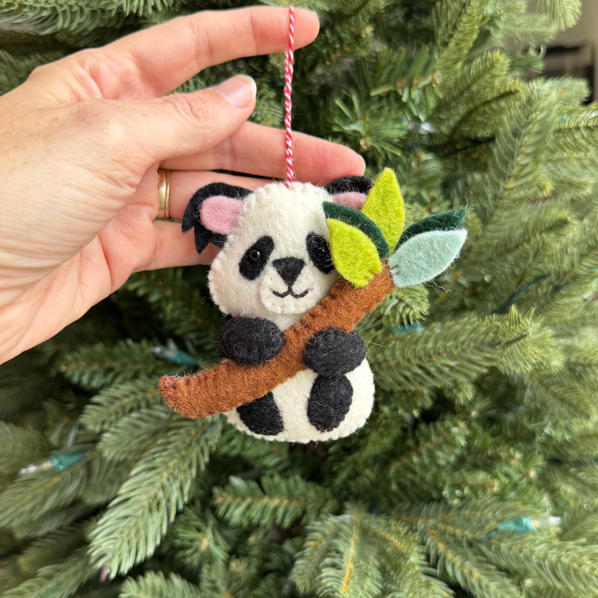 Panda with Bamboo Ornament, Felt Wool