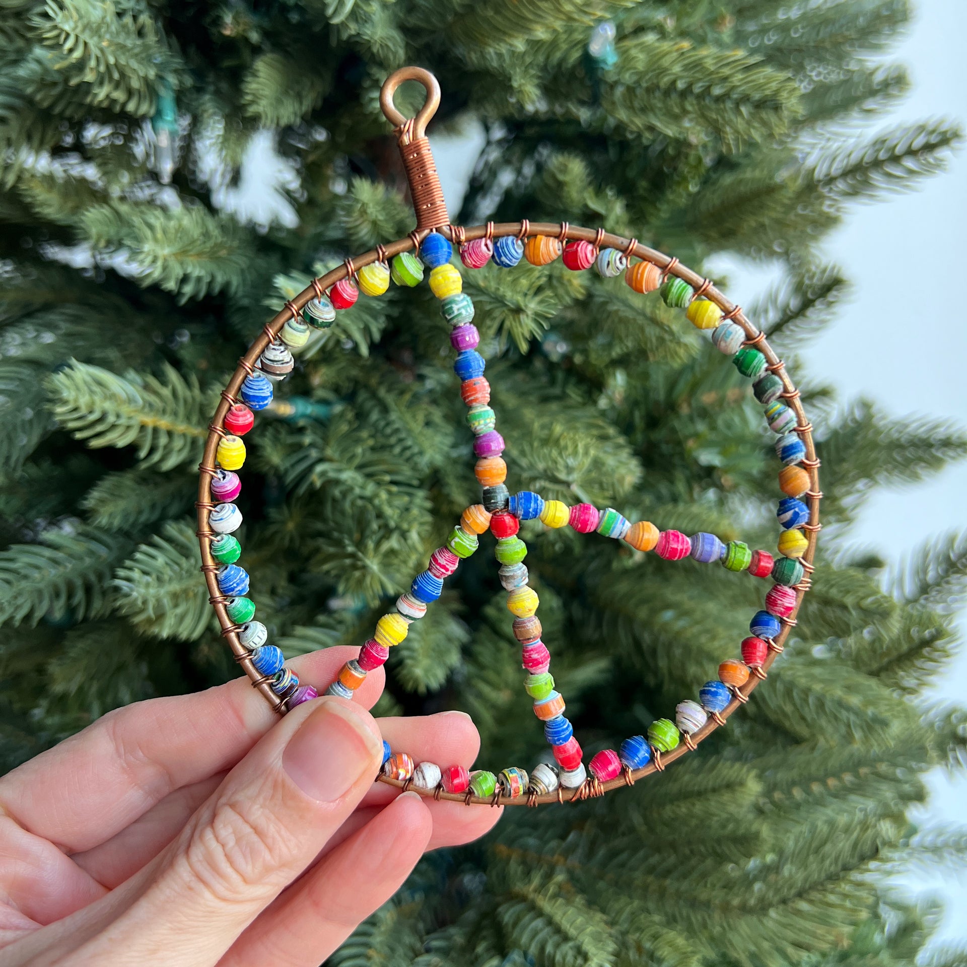 Peace Sign Paper Bead Ornament