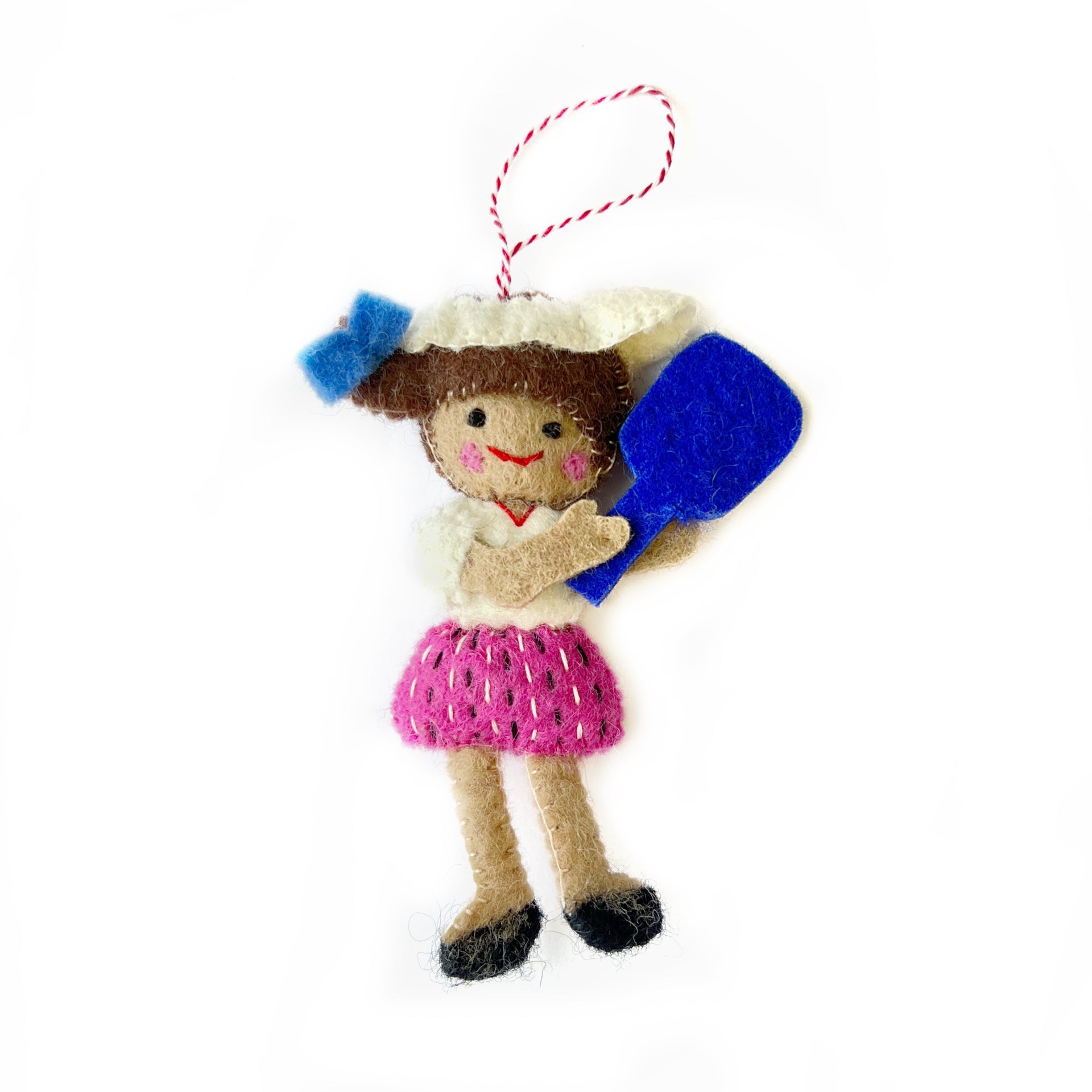 Pickleball Player Ornament, Felt Wool