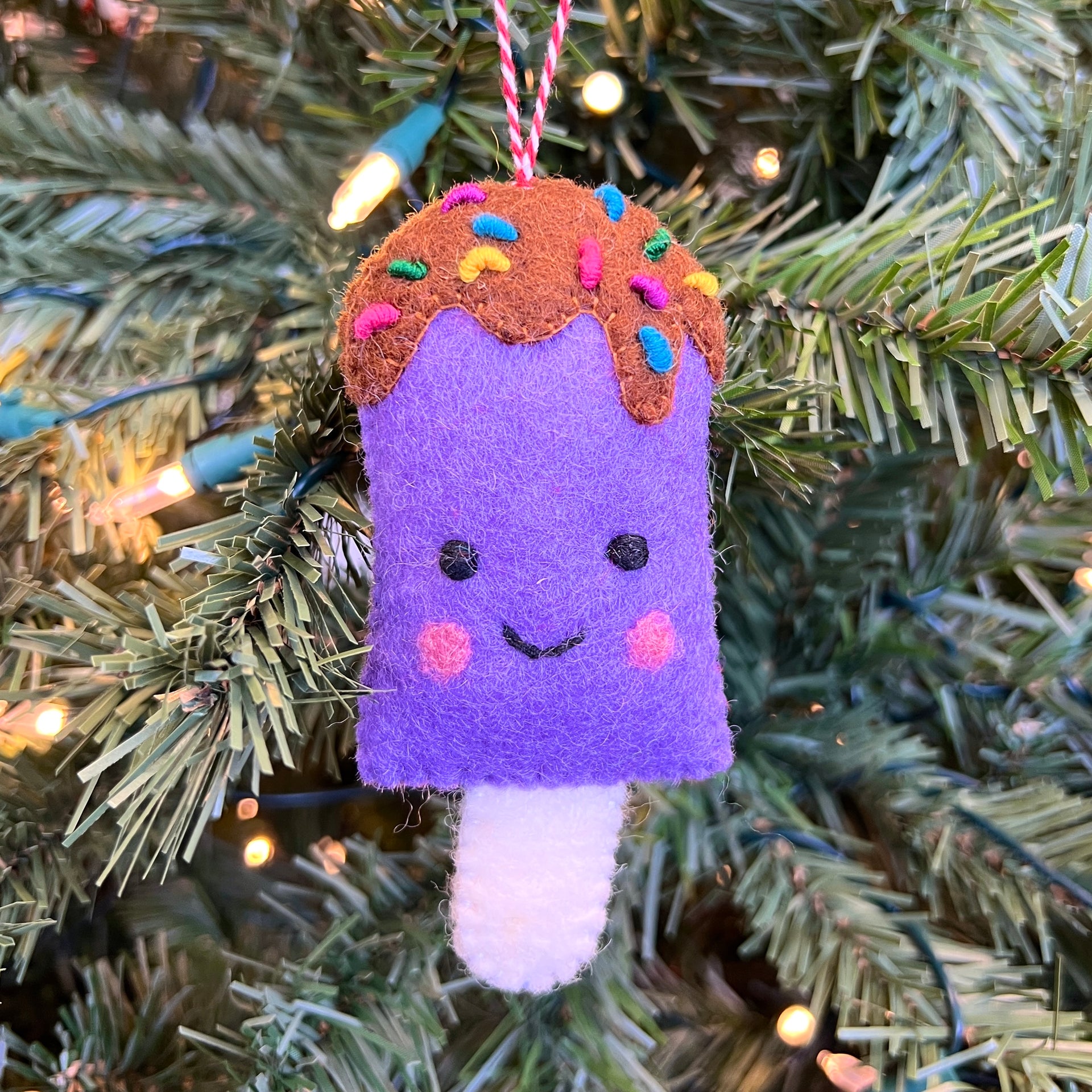 Smiling Popsicle Ornament, Felt Wool