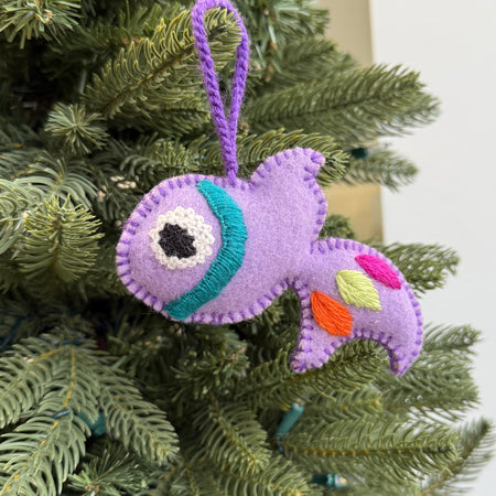 Fish Ornament, Embroidered Wool