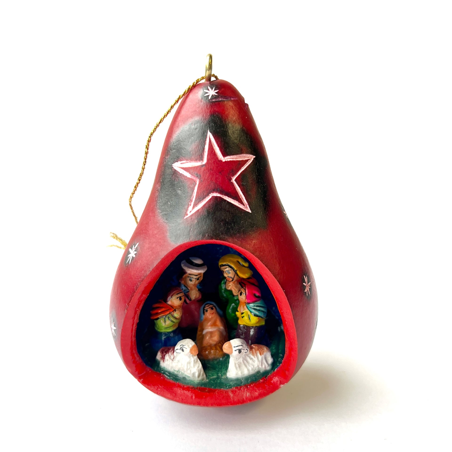 Gourd Nativity Ornament