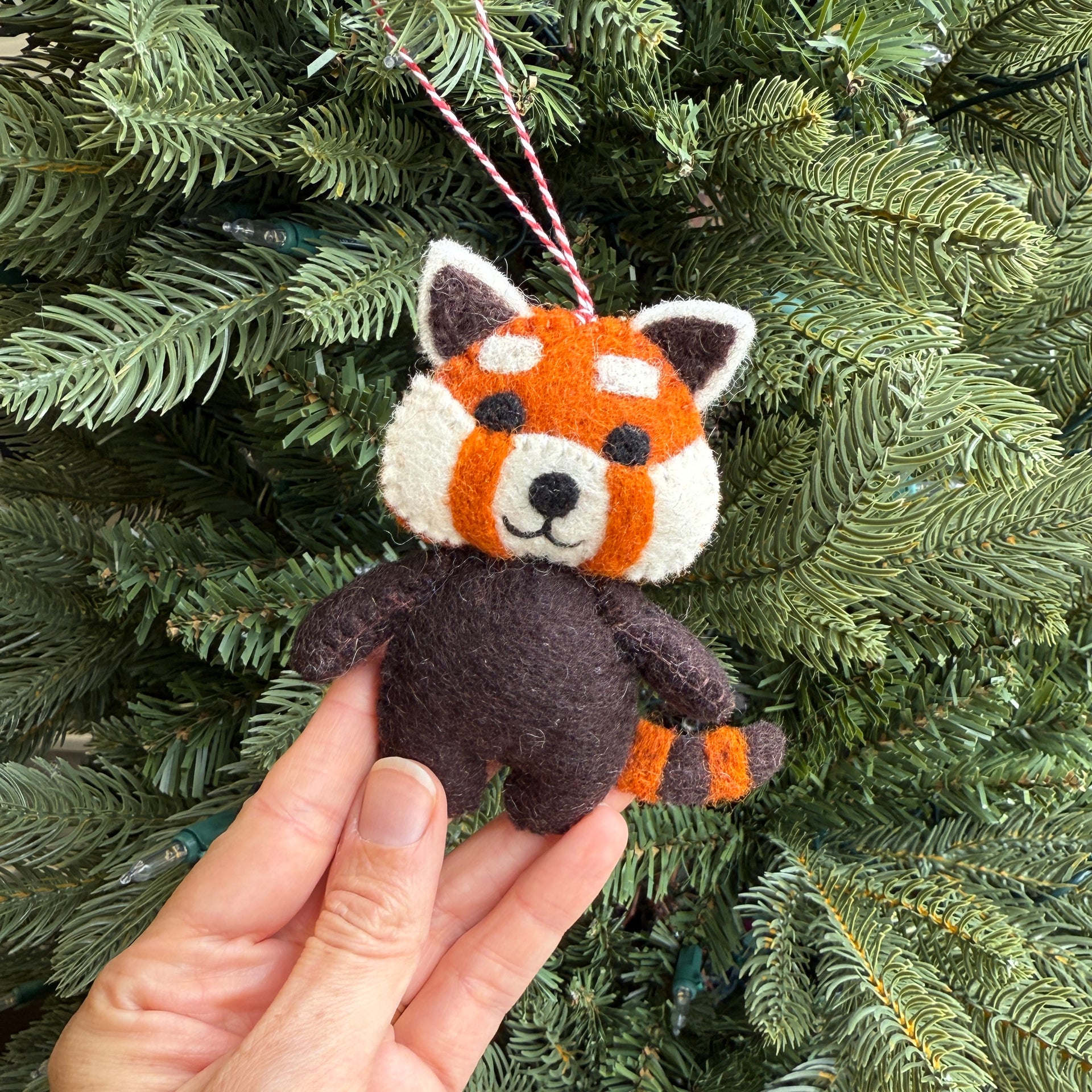 Red Panda Ornament, Felt Wool