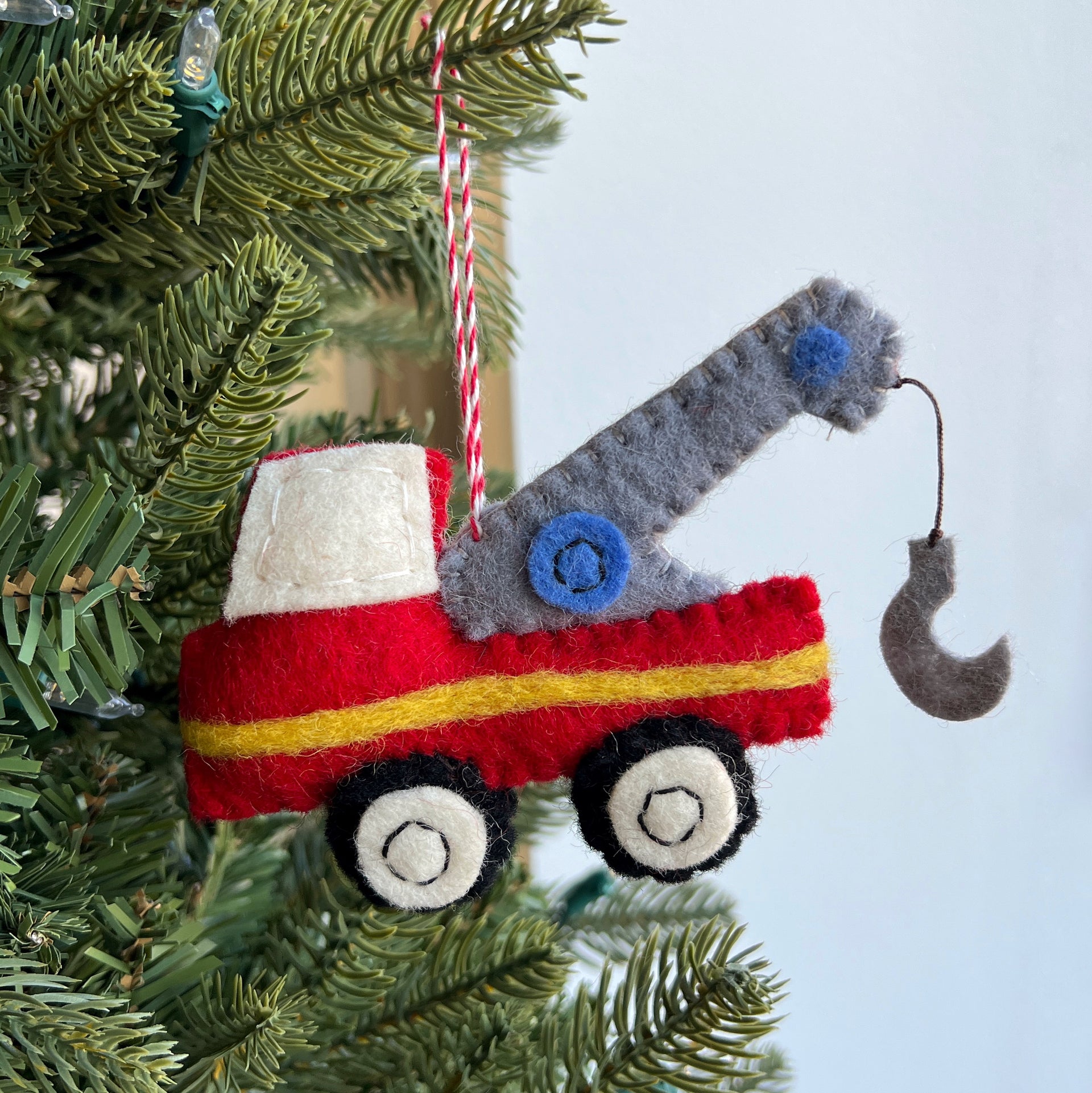 Tow Truck Ornament, Felt Wool