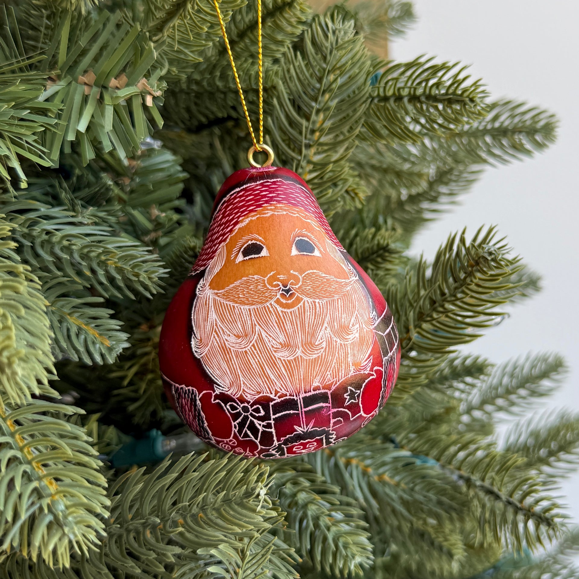 Santa Gourd Ornament