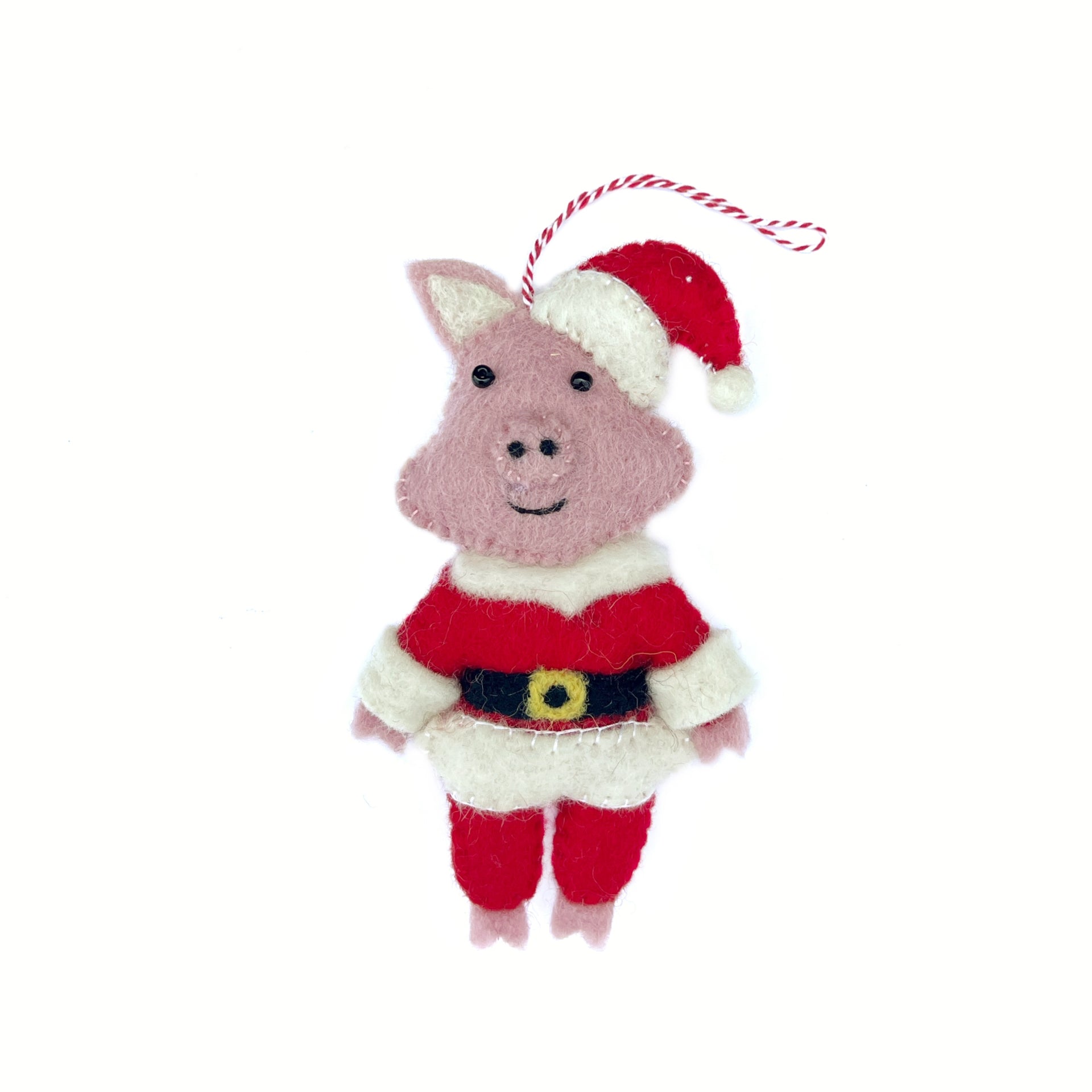 Santa Pig Ornament, Felt Wool