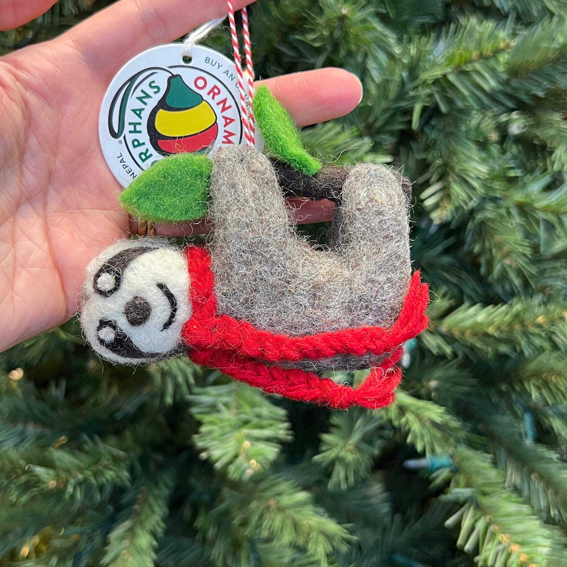 Sloth Ornament, Felt Wool