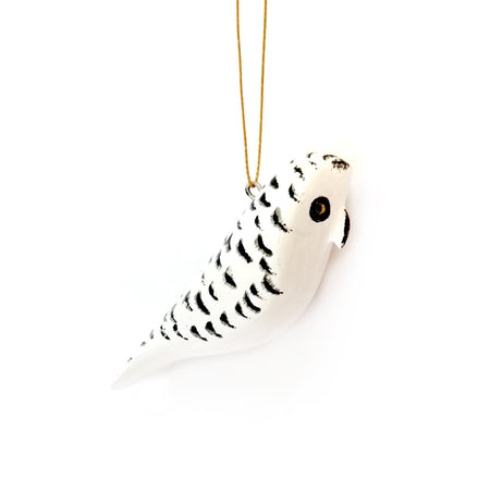 Snowy Owl Wood Bird Ornament