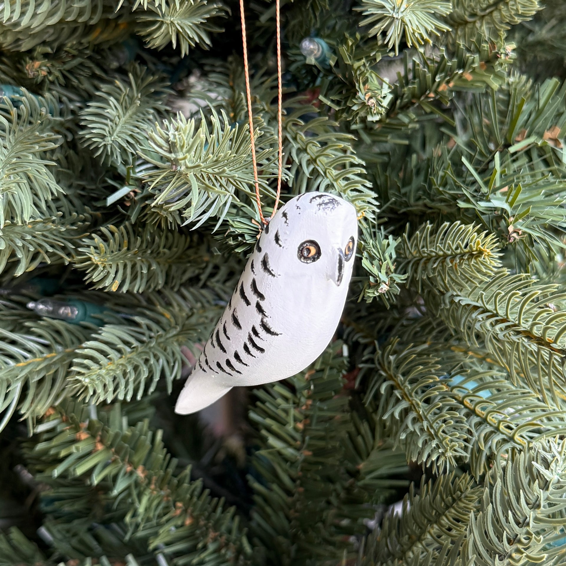 Snowy Owl Wood Bird Ornament
