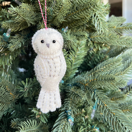 Snowy Owl Ornament, Felt Wool