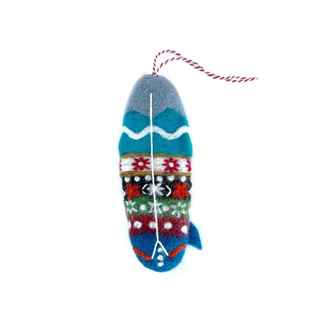 Striped Surfboard Ornament, Felt Wool