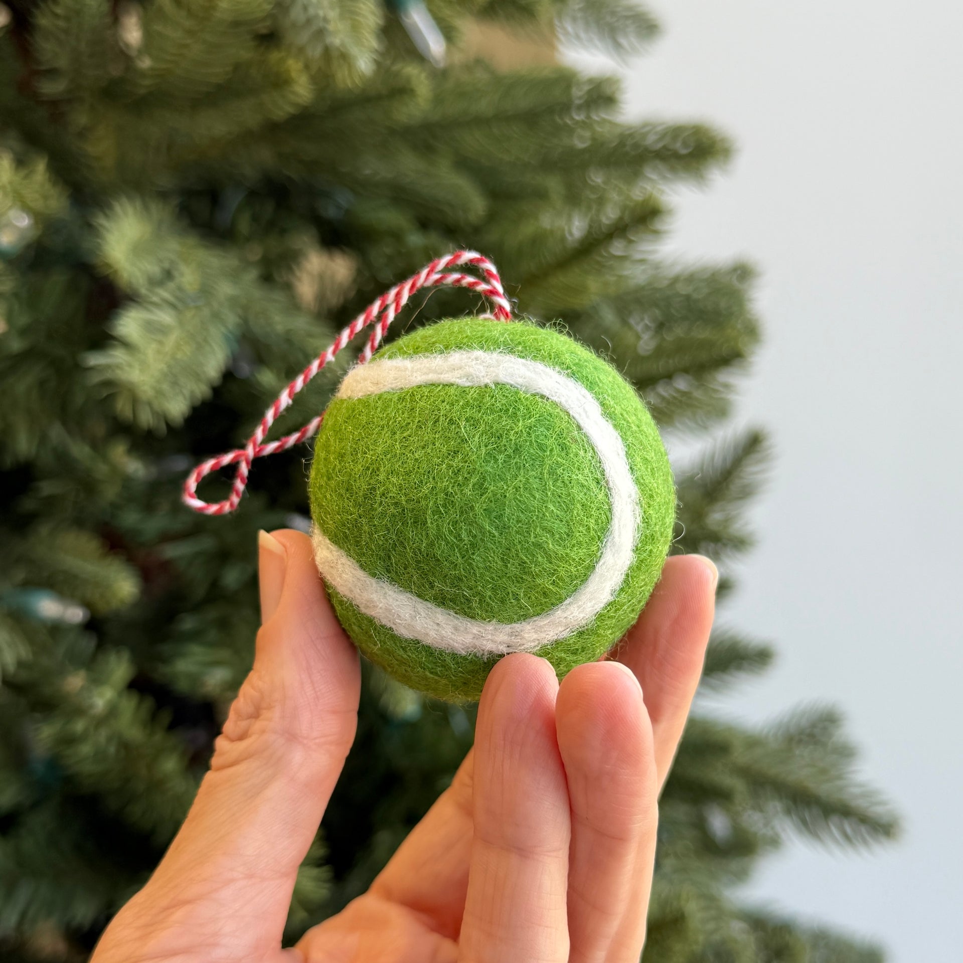 Tennis Ball Ornament, Felt Wool