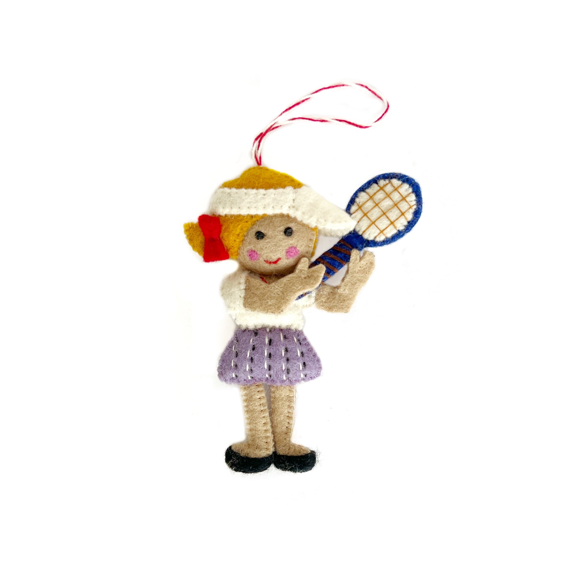 Tennis Player Ornament, Felt Wool