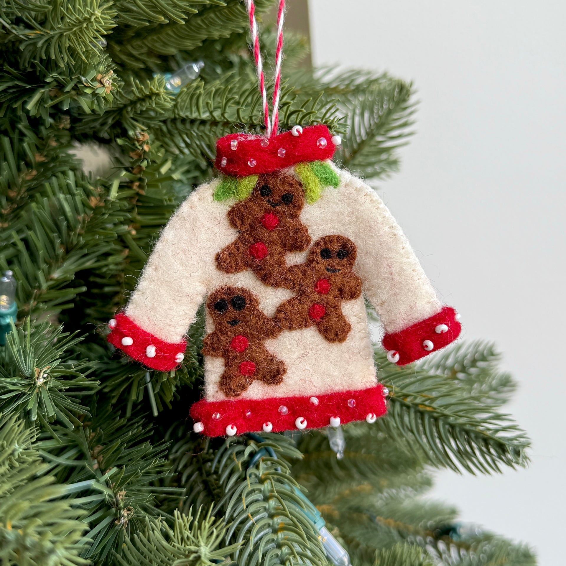 Ugly Christmas Sweater Ornament Trio, Felt Wool