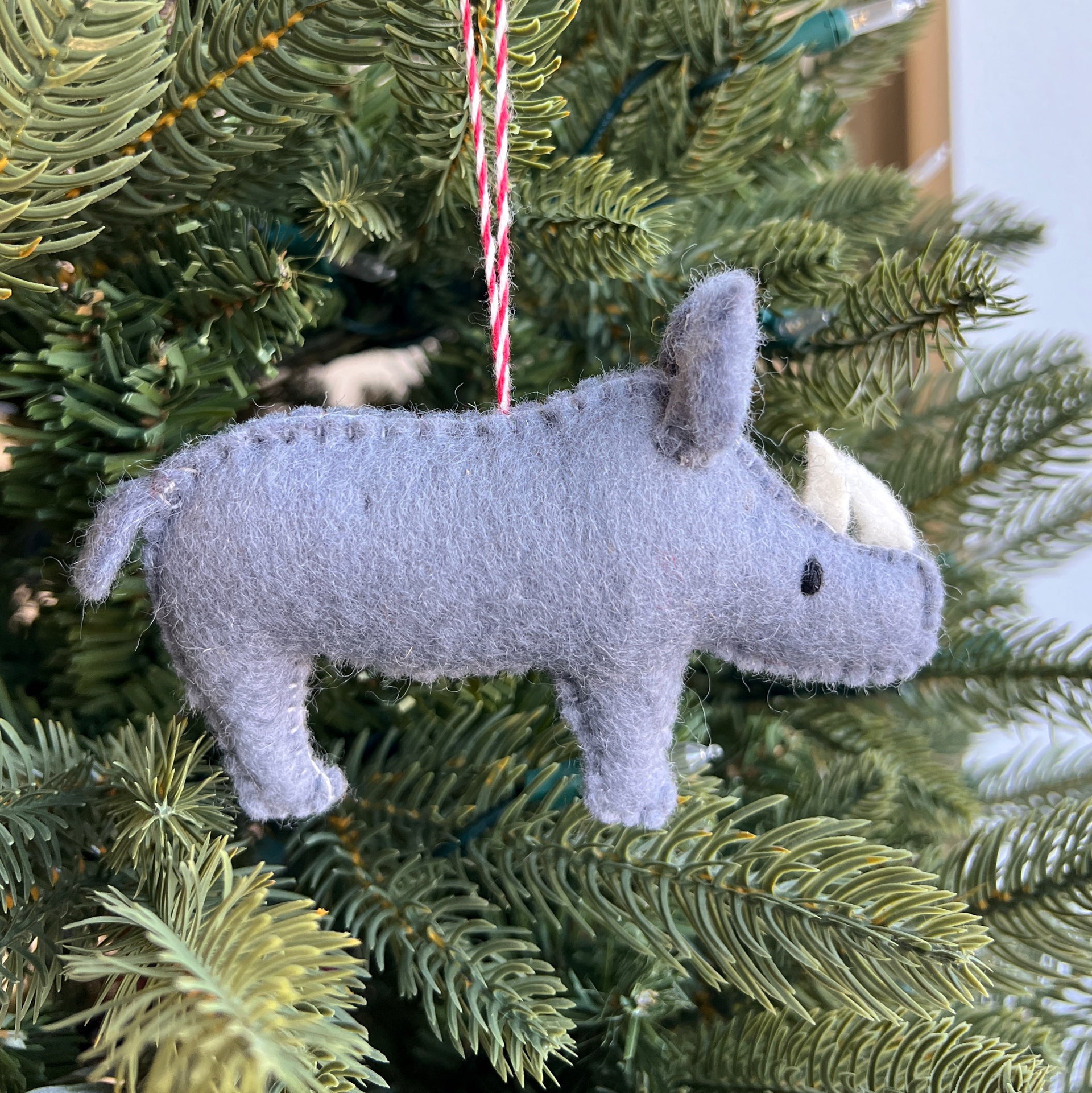 Rhino Ornament, Felt Wool