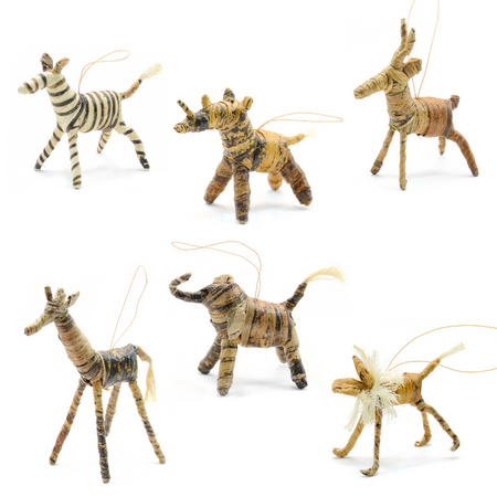 Banana Fiber Animal Ornament Set - Miniatures
