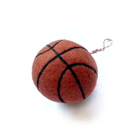 Basketball Christmas Ornament Tufted Wool Fair Trade