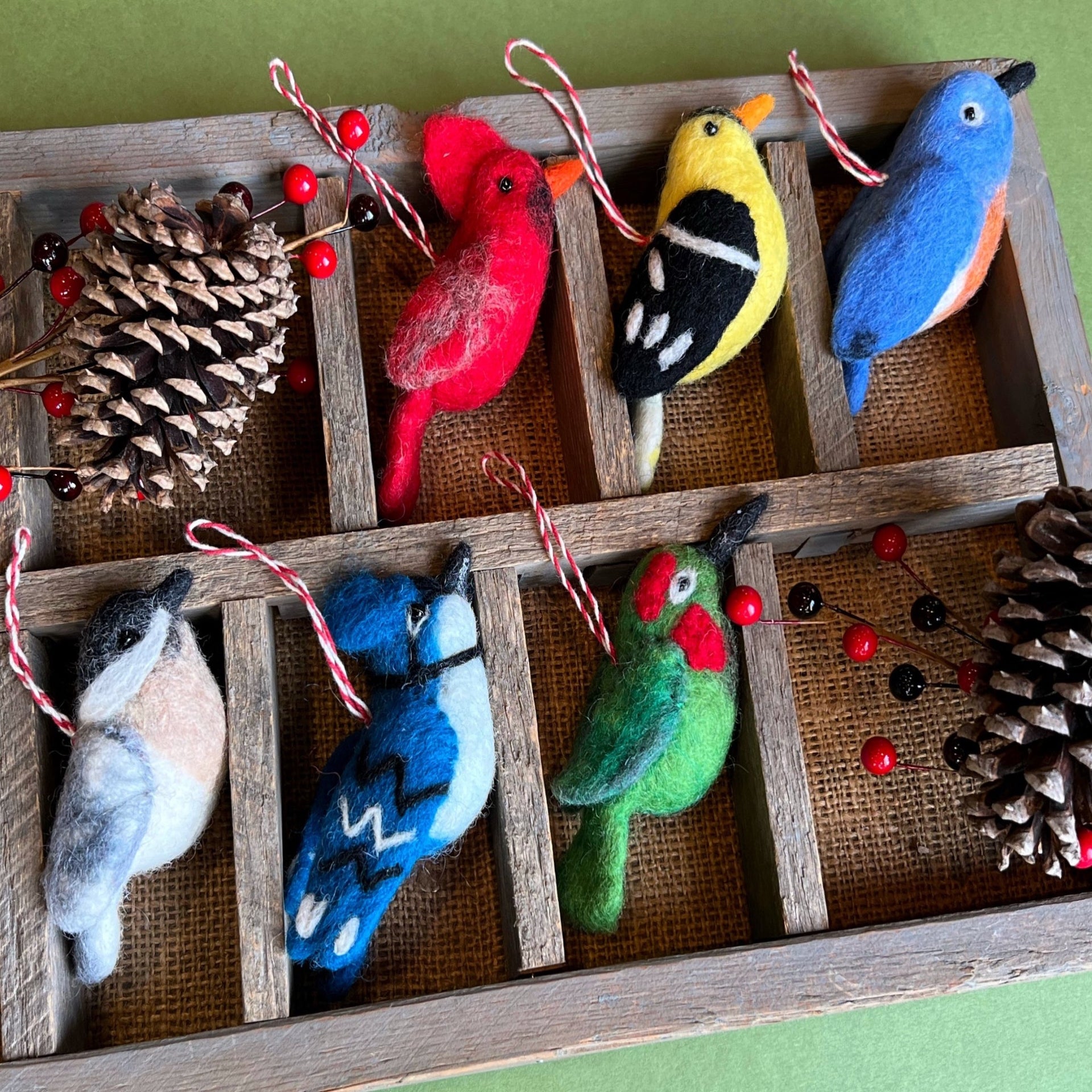 Collection of felt bird ornaments 4 orphans