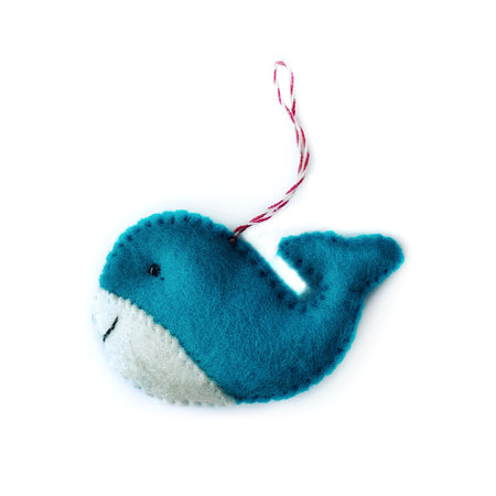 Blue Whale Ornament, Felt Wool