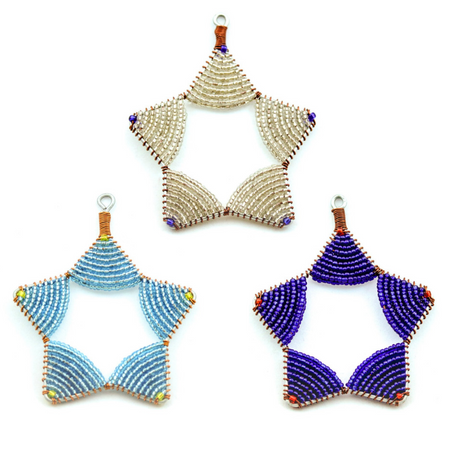 Glass Bead Star Ornament Trio Fair Trade