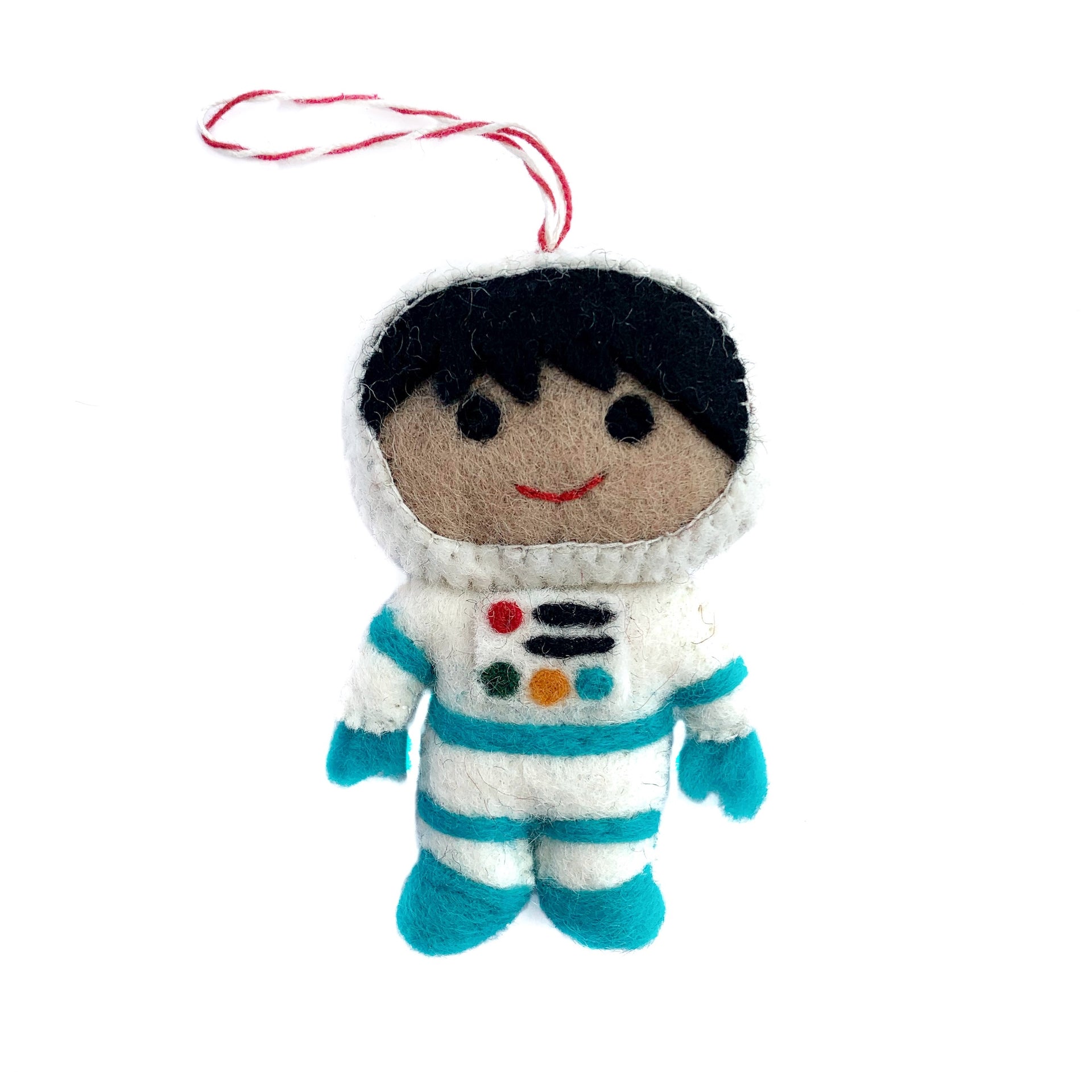 Little Boy Kid Astronaut Christmas Ornaments made of felt wool by Ornaments 4 Orphans, a fair trade company.