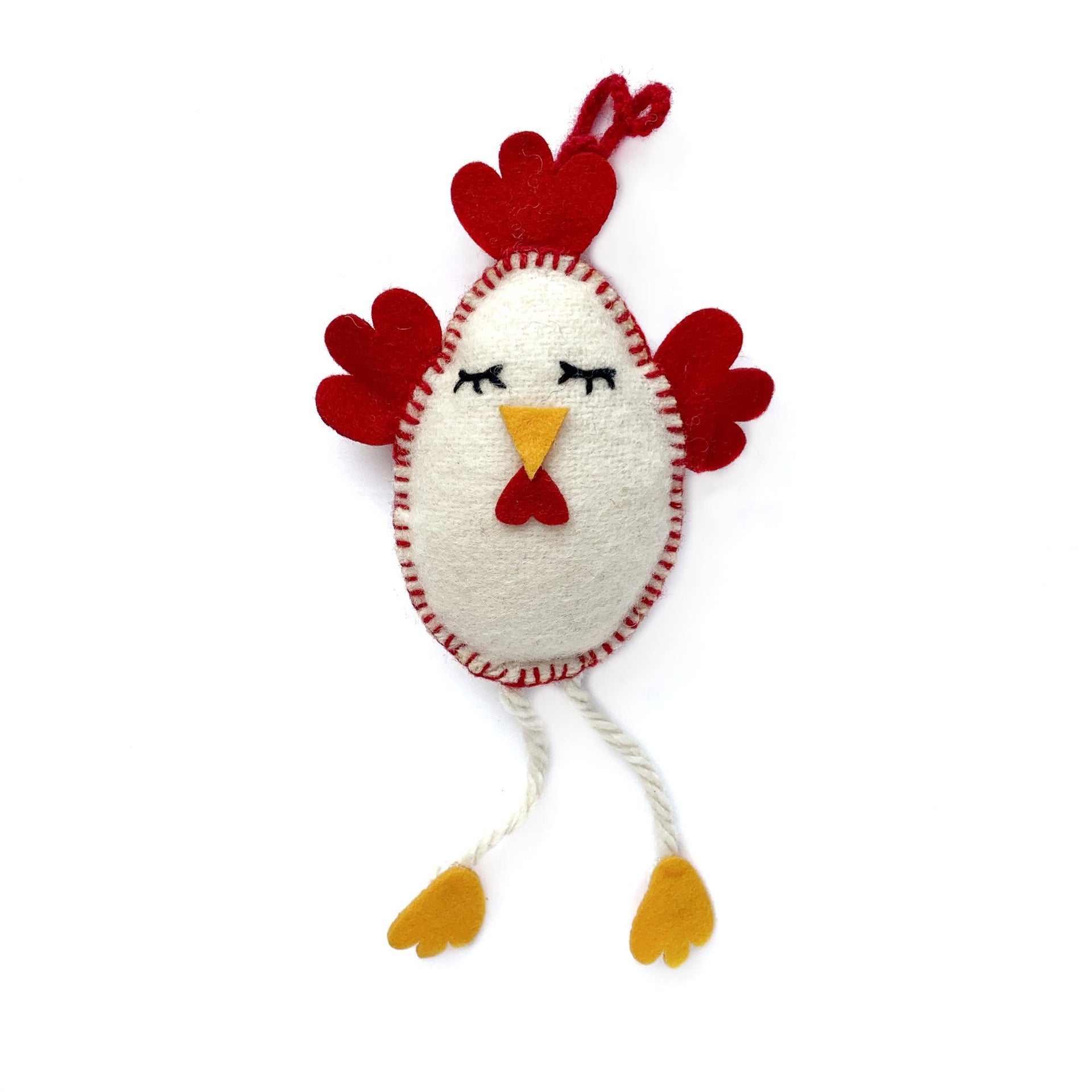 Funny chicken egg Eater ornament with dangle legs