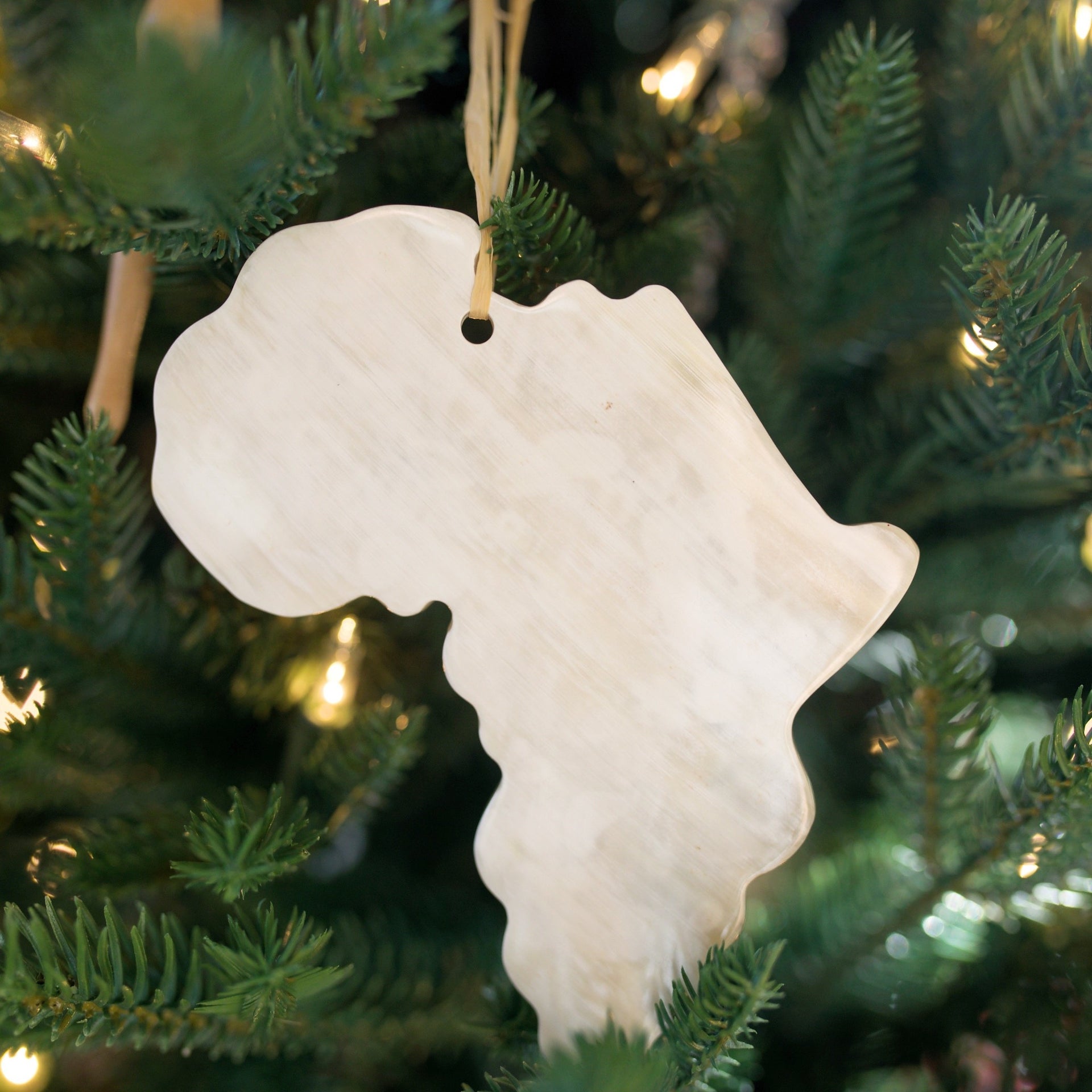Africa Continent Christmas Ornament Gift made of Cow Horn