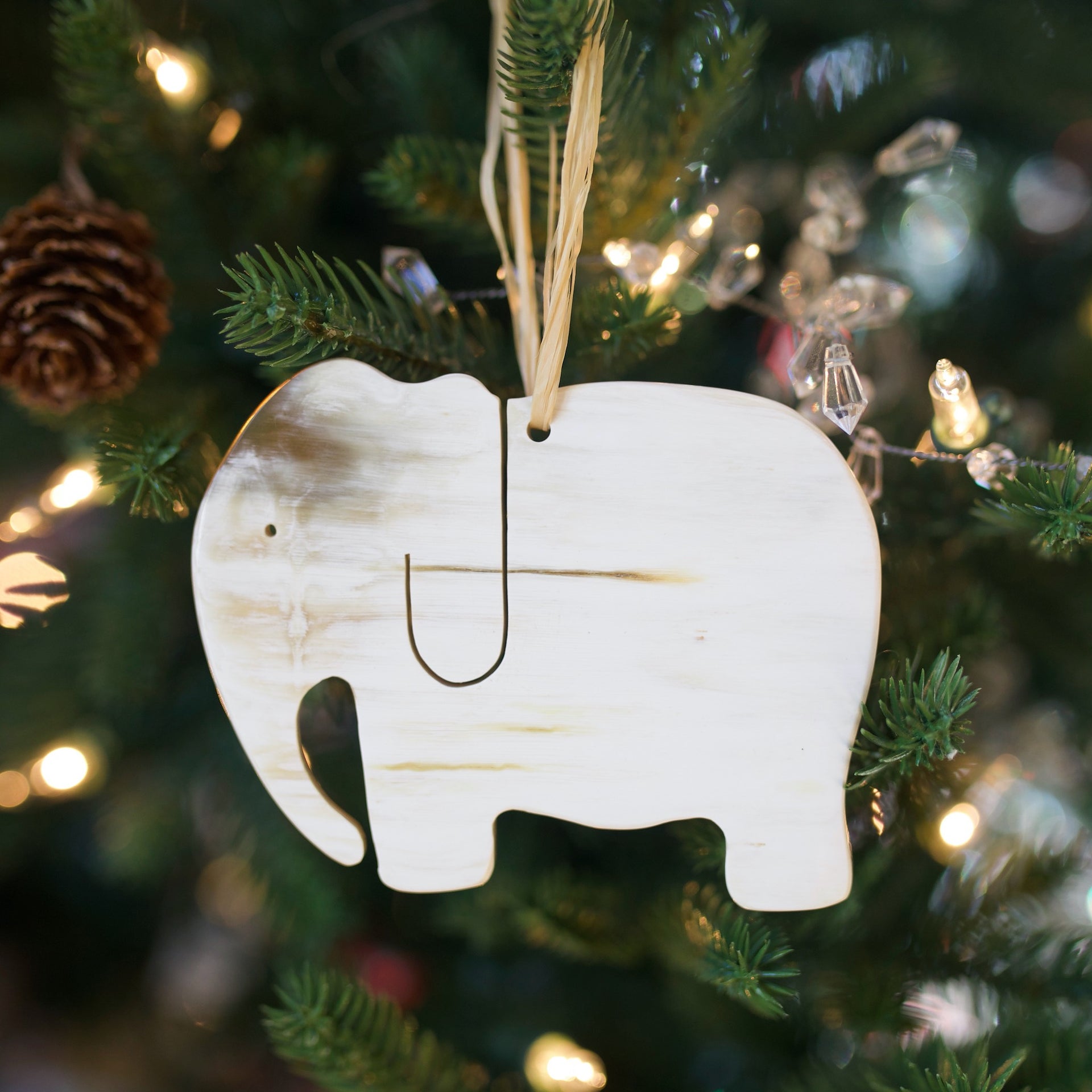 Elephant Ornament, Cow Horn