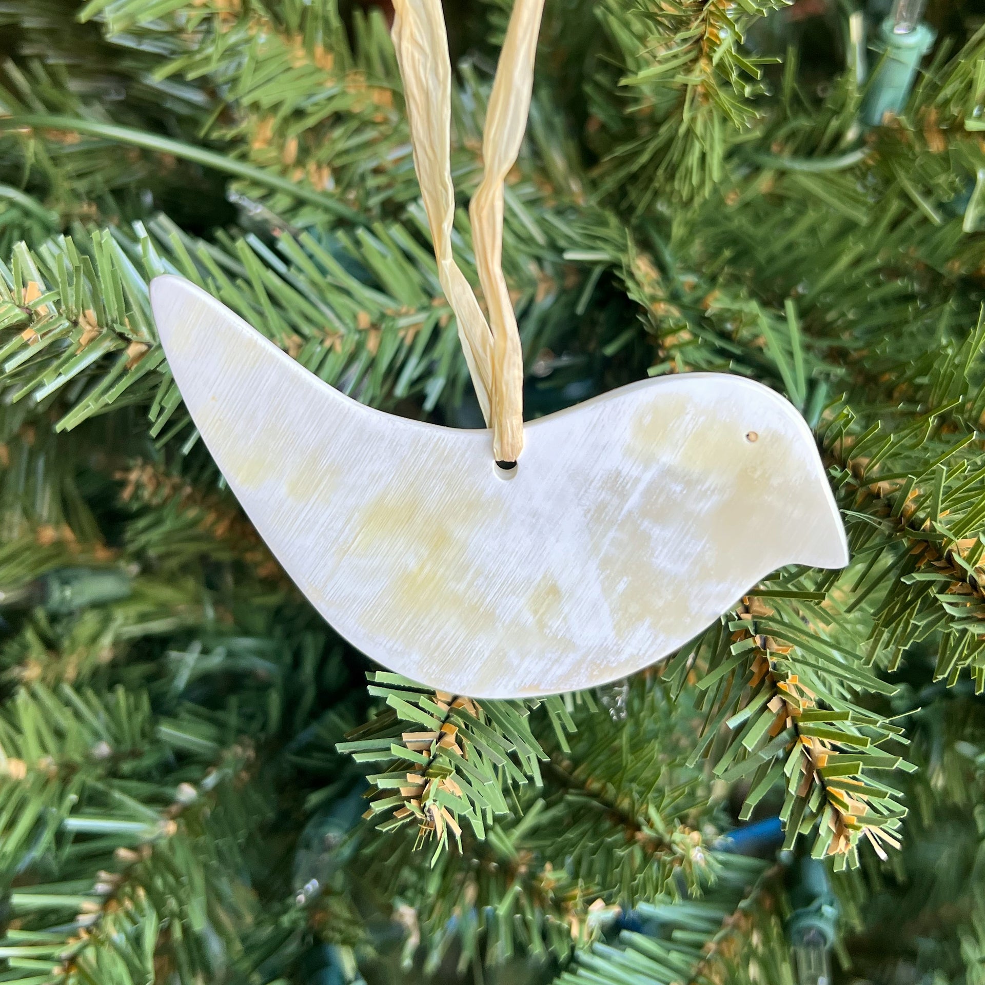 Small Bird Cow Horn Ornament
