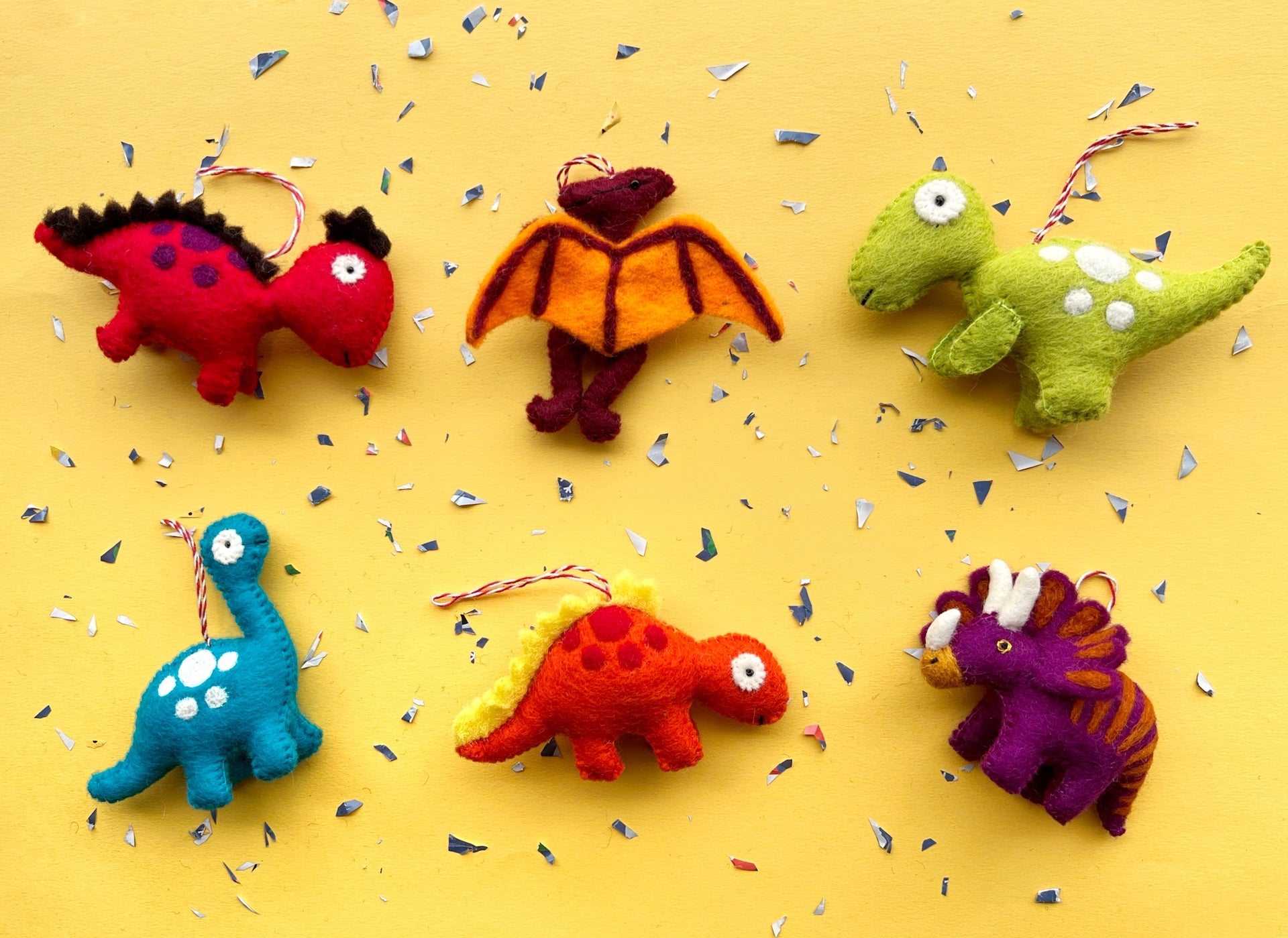 Dinosaur Christmas Ornament Set Fair Trade Handmade Felt