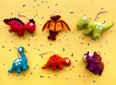 Dinosaur Christmas Ornament Set Fair Trade Handmade Felt