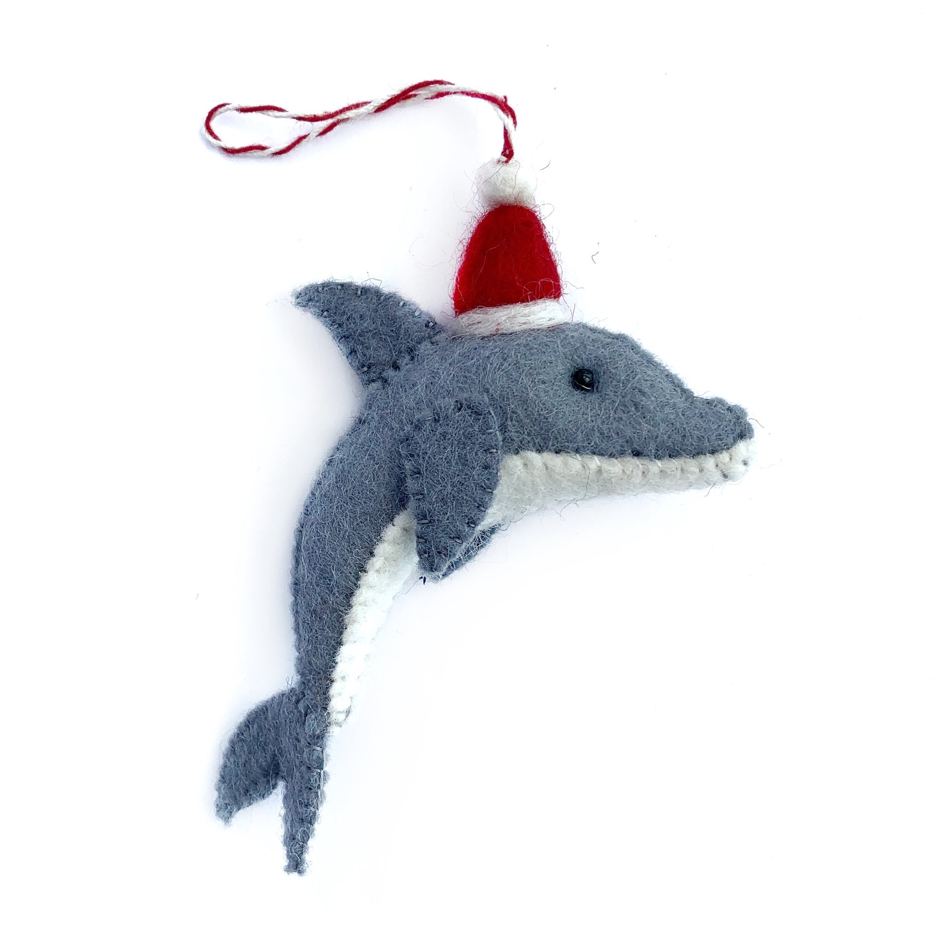 Dolphin Santa Ornament, Felt Wool